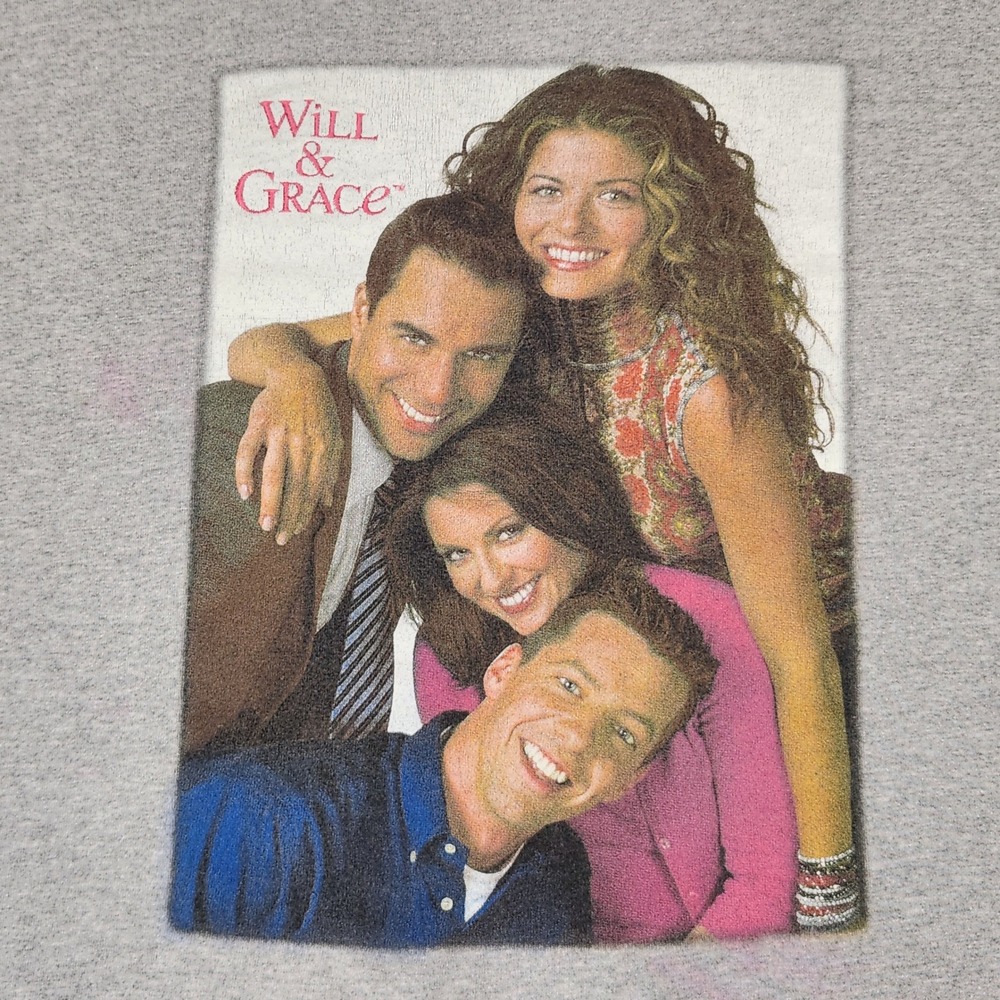 Vintage 2003 Will & Grace NBC Experience Store Graphic T-Shirt Mens Large Gray - Picture 2 of 8
